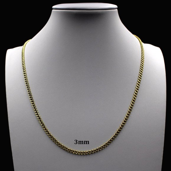 Real 10K Yellow Gold 3mm Miami Cuban Link Chain Necklace 16